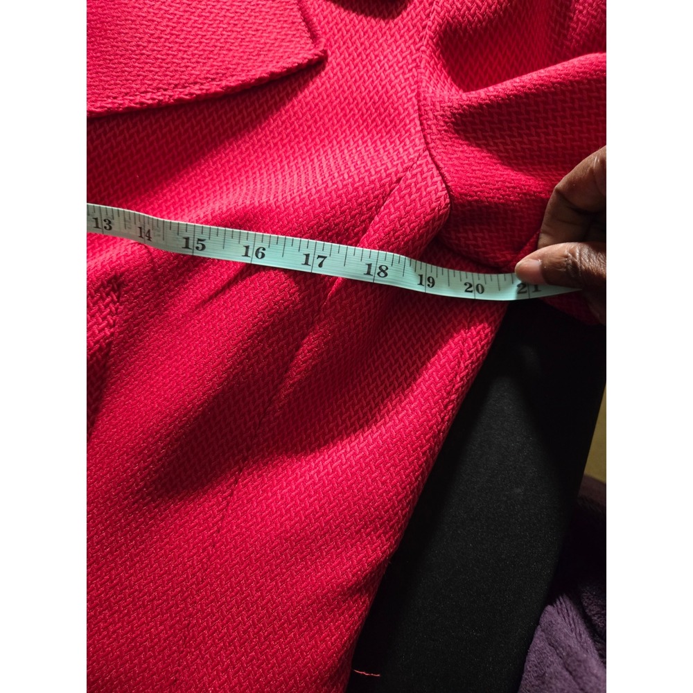 Tahari Skirt Suit Women 12 Red Excellent Short Sleeve Blazer Belted Pencil Skirt - Picture 12 of 13